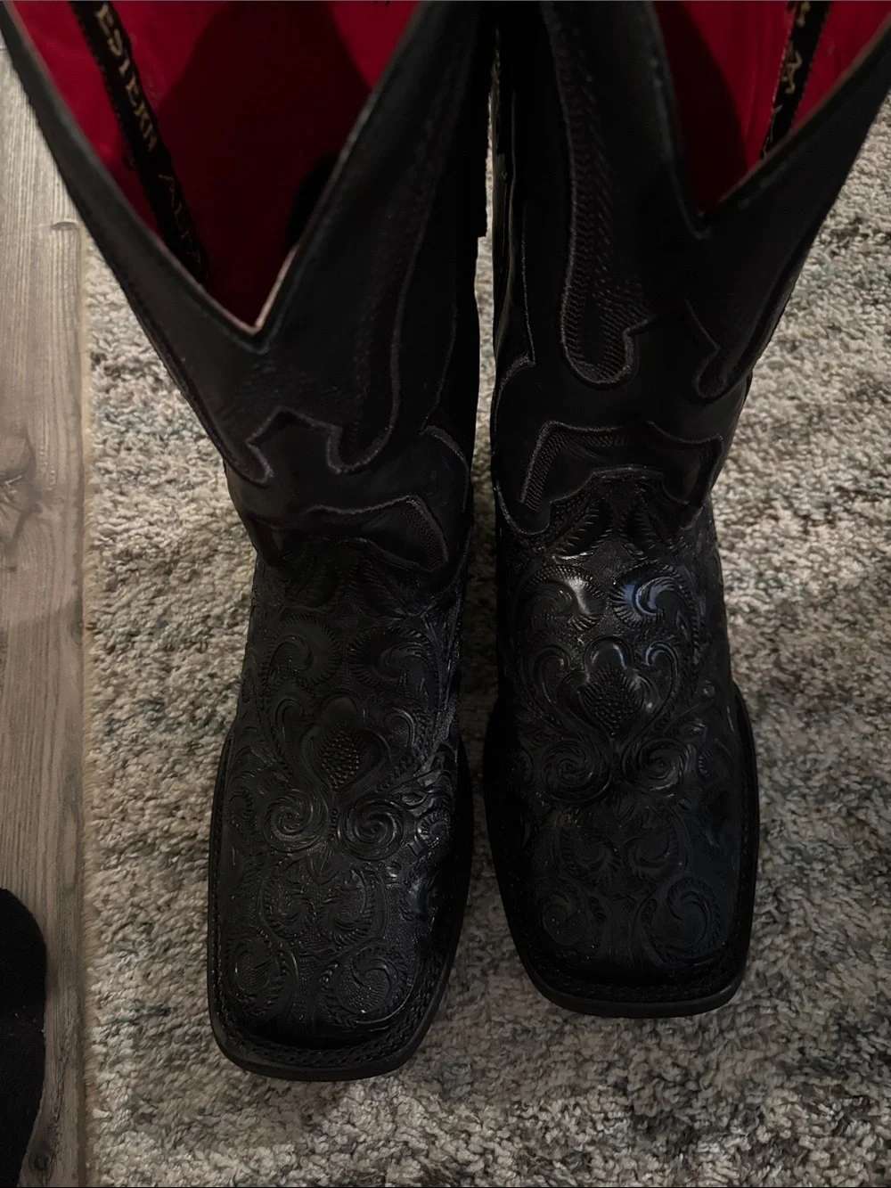 Black Men’s Tooled Leather Boots
